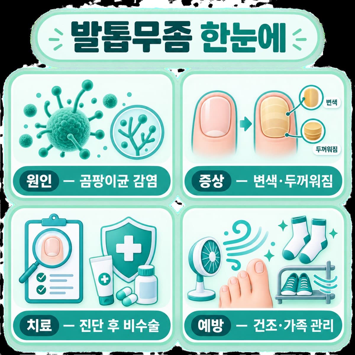 발톱무좀의 원인·증상·치료·예방을 한눈에 정리한 한글 인포그래픽