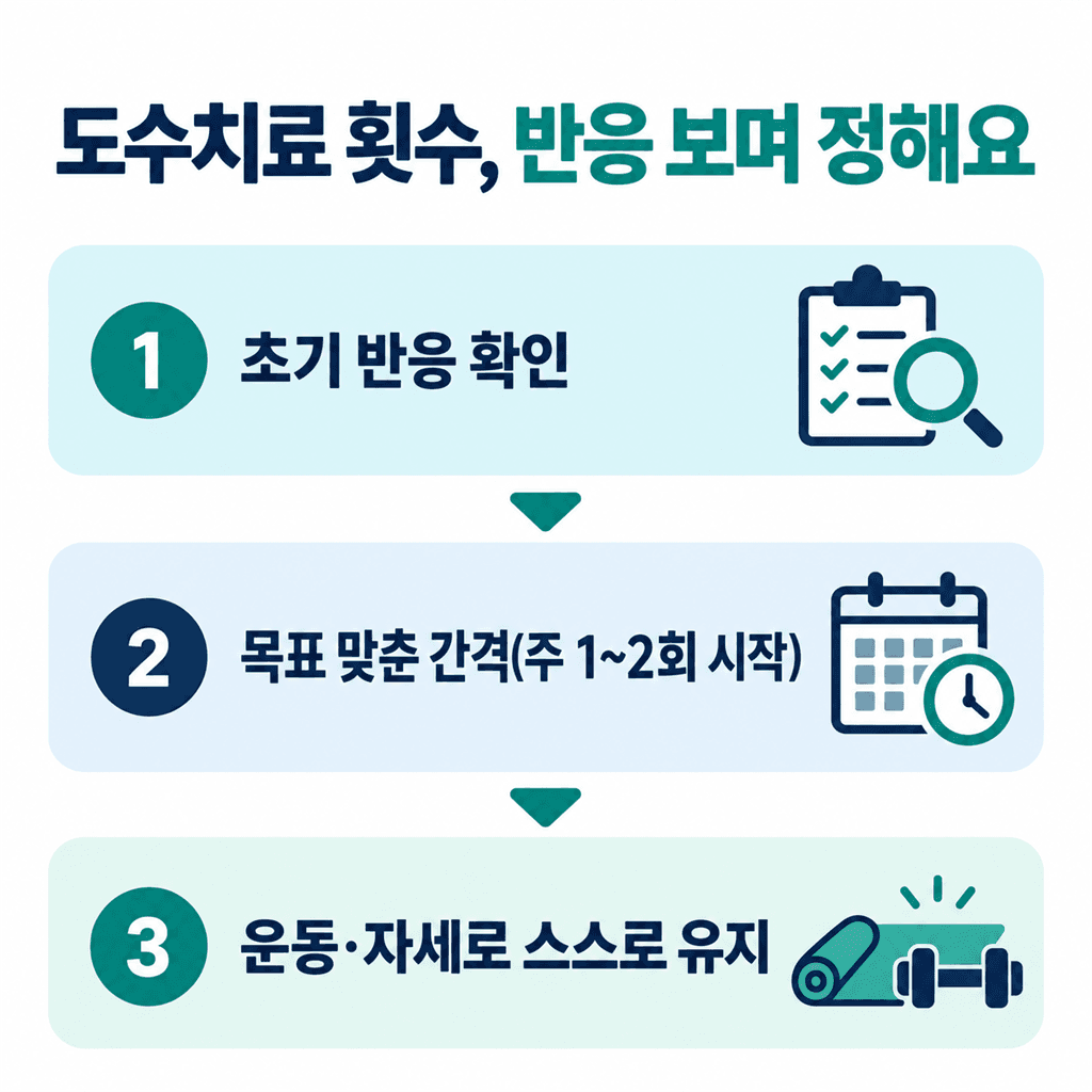 도수치료 횟수를 반응 보며 정하는 기준을 정리한 안내 카드