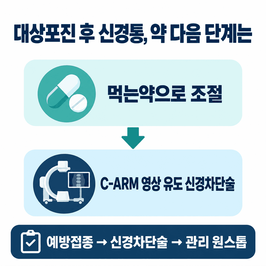 대상포진 후 신경통에서 약 다음 단계를 정리한 안내 카드