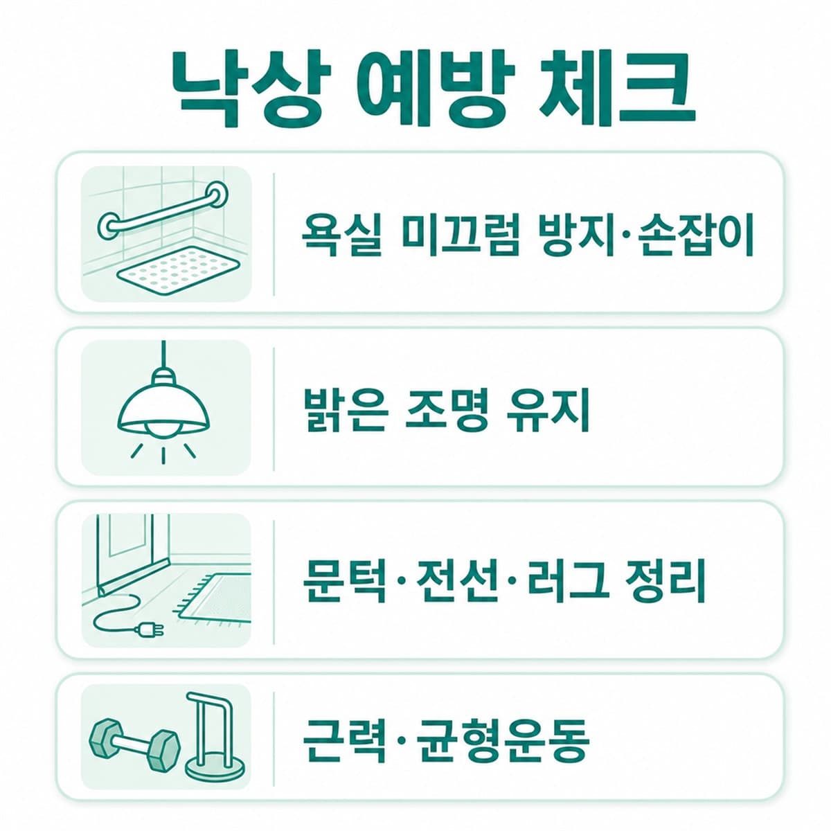 낙상 예방 체크리스트를 정리한 한글 인포그래픽